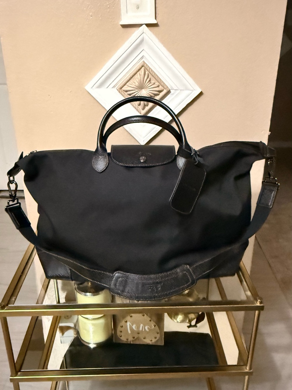 Longchamp Le Pliage Large Black Travel Tote - Men's Bag